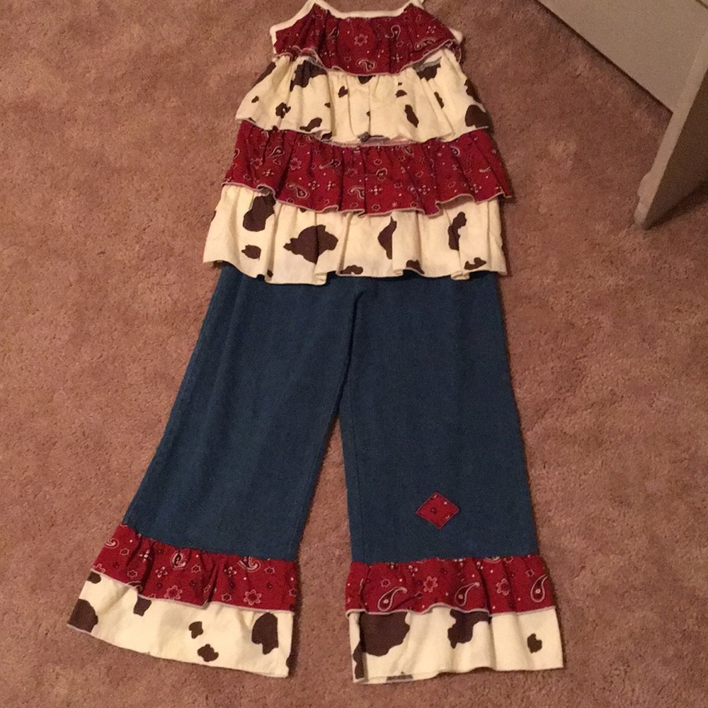 A matching cowgirl outfit set.